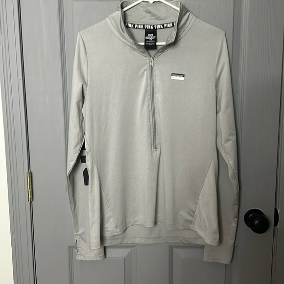 PINK Victoria's Secret Gray Quarter-Zip Top SZ L - Picture 1 of 7